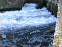Salmon Leap waterfall, Romsey, Hampshire